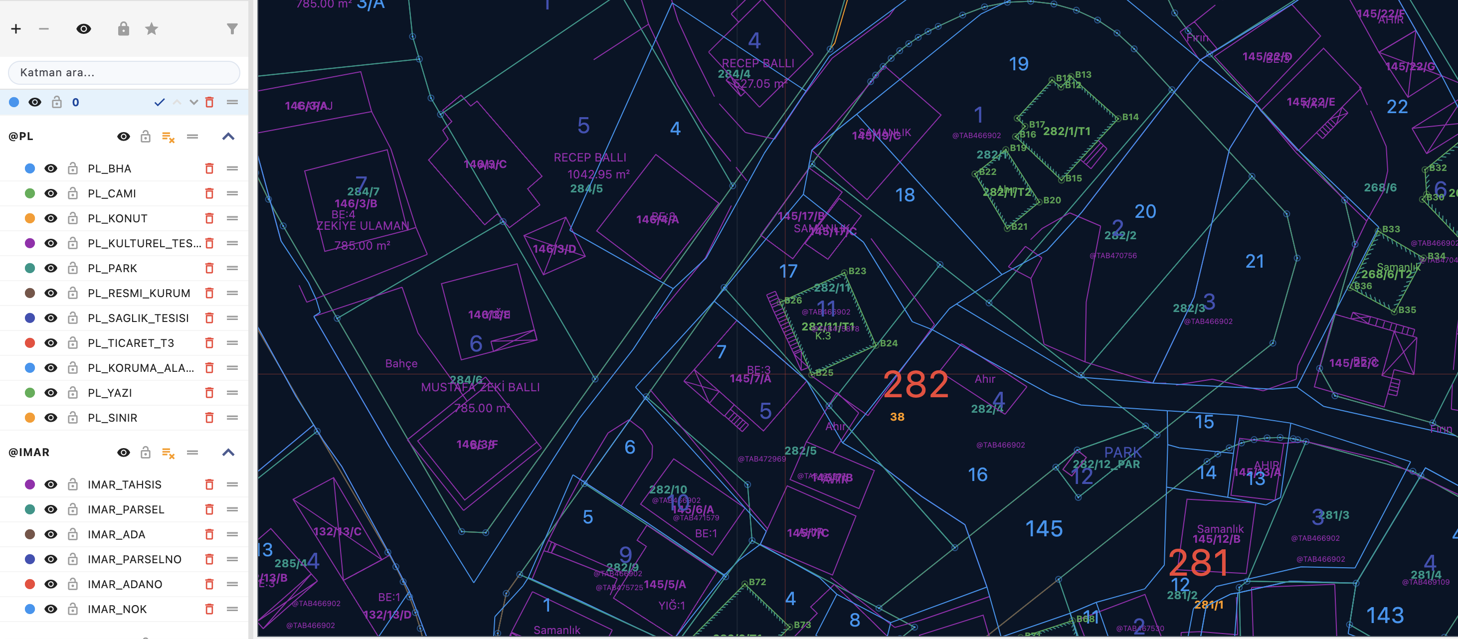 MobilCAD masaüstünde gerçek katmanlı kadastro projesi